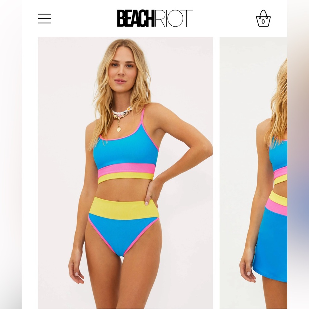Beach Riot Eva Top Coral Reef Colorblock NWT